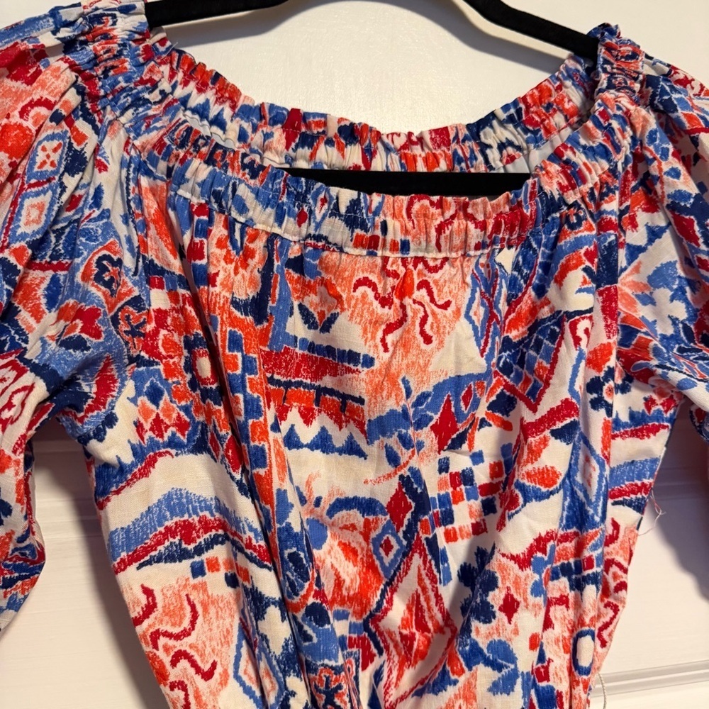 Loft Scribble Ruffle Off The Shoulder Mini Dress. - Picture 7 of 9